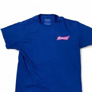Budweiser Royal Blue Tee with Pink Emblem